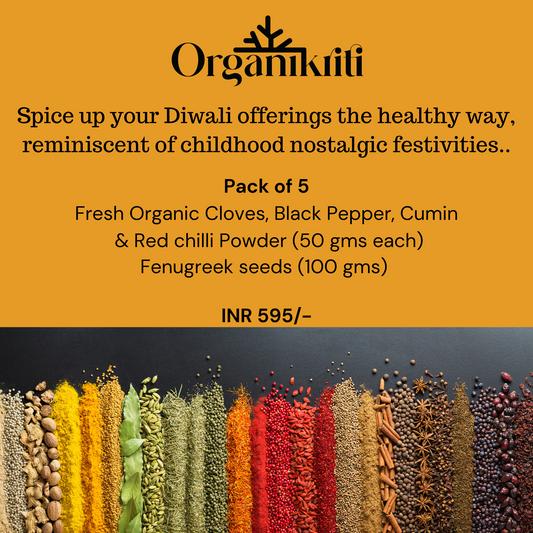 Organikriti Gift pack - Organic Cloves, Pepper, Cumin, Red chilli powder and Fenugreek